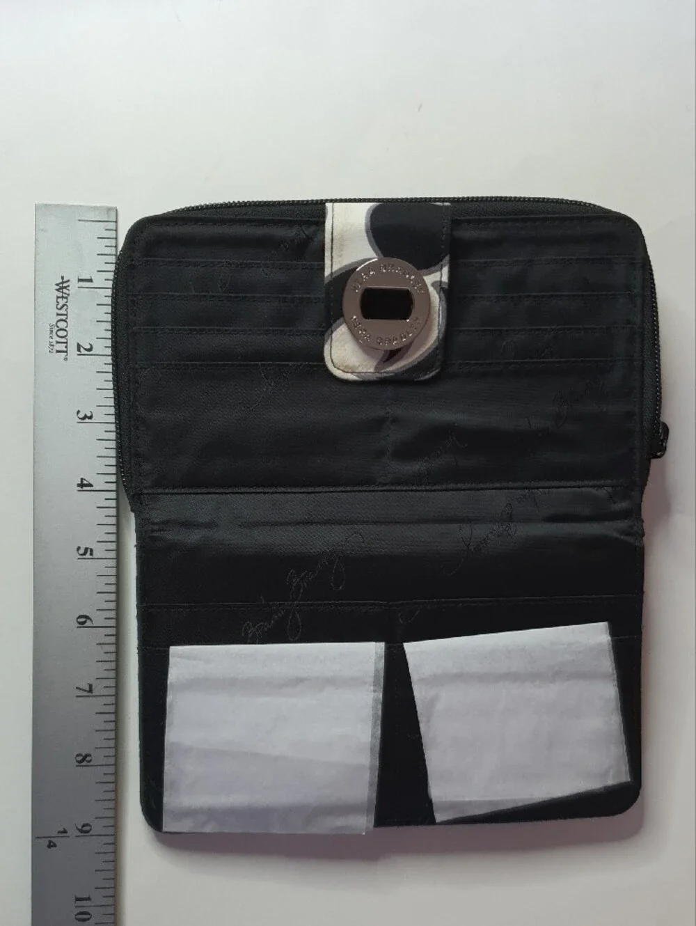 Vera Bradley Black & White Quilted Zip Wallet with Turn-Lock